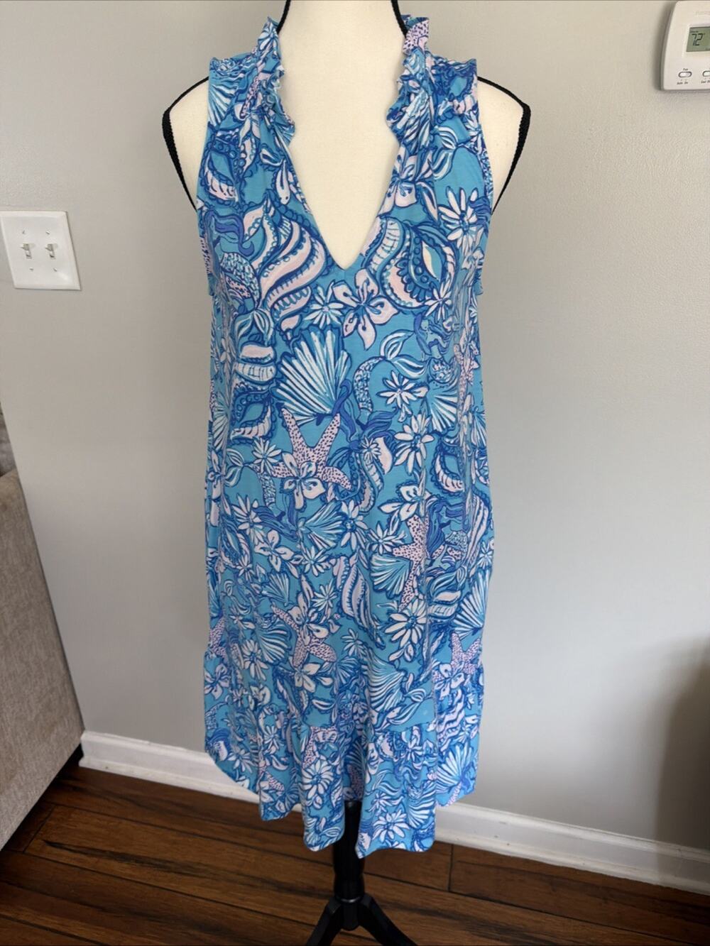 Lilly Pulitzer Malone Dress Size MEDIUM Sound The Sirens Amalfi Blue